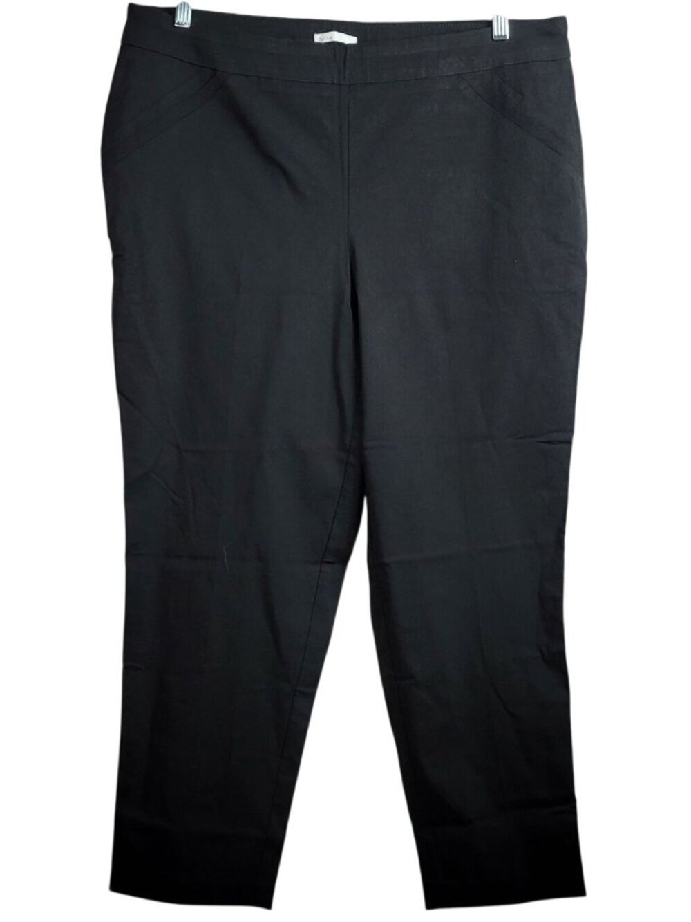Dalia Womens Cropped Pants Black Size 18W Flat Front Pull On Tapered Pockets
